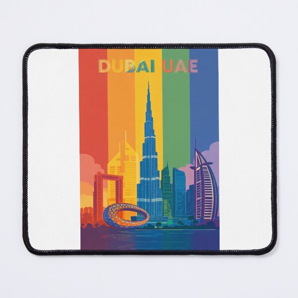 Item preview, Dubai Rainbow Cityscape with Burj Khalifa, Dubai Frame and Burj Al Arab designed and sold by Places On Earth.