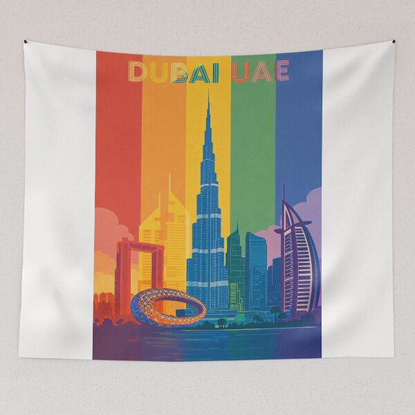 Item preview, Dubai Rainbow Cityscape with Burj Khalifa, Dubai Frame and Burj Al Arab designed and sold by Places On Earth.