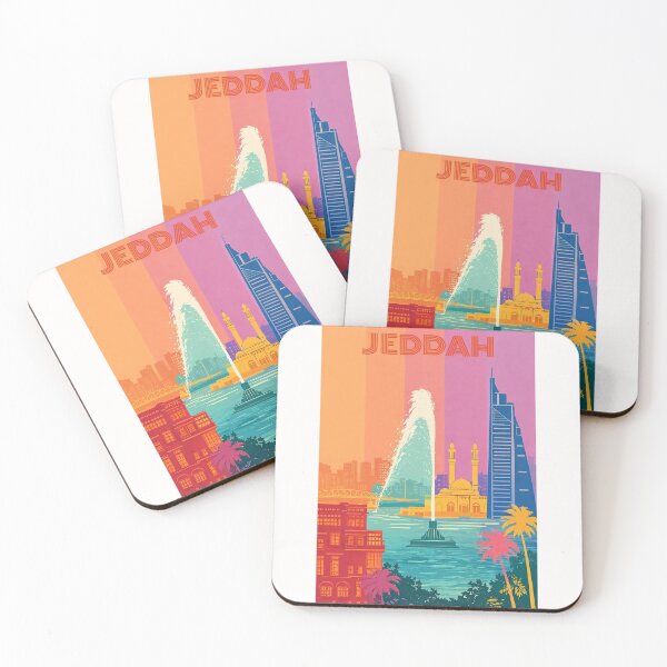 Item preview, Jeddah Waterfront Scene with King Fahd Fountain and Mosque Silhouette designed and sold by Places On Earth.