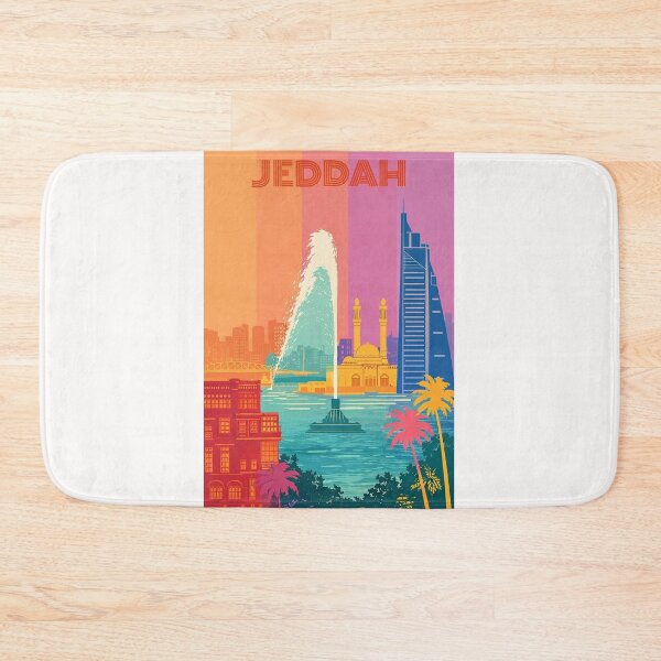 Item preview, Jeddah Waterfront Scene with King Fahd Fountain and Mosque Silhouette designed and sold by Places On Earth.