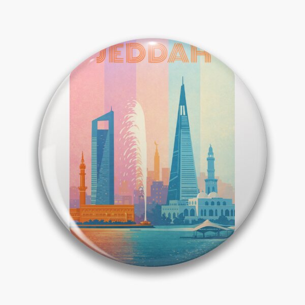 Item preview, Jeddah Modern Skyline with Fountain, Mosques and Skyscrapers designed and sold by Places On Earth.