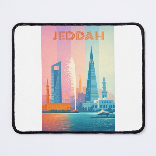 Item preview, Jeddah Modern Skyline with Fountain, Mosques and Skyscrapers designed and sold by Places On Earth.