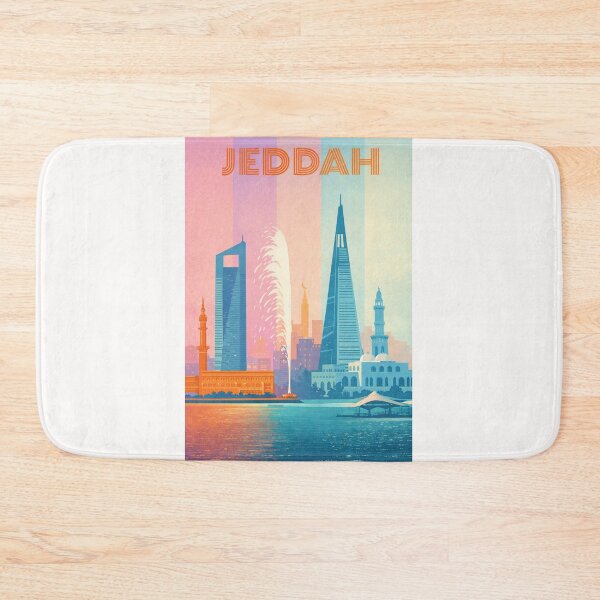 Item preview, Jeddah Modern Skyline with Fountain, Mosques and Skyscrapers designed and sold by Places On Earth.