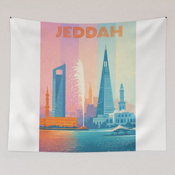 Item preview, Jeddah Modern Skyline with Fountain, Mosques and Skyscrapers designed and sold by Places On Earth.