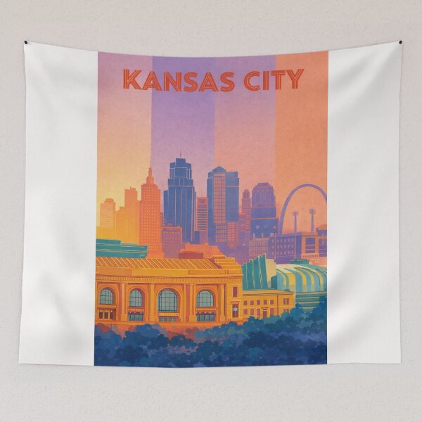 Item preview, Kansas City Downtown View with Union Station and Sports Stadium Silhouette designed and sold by Places On Earth.
