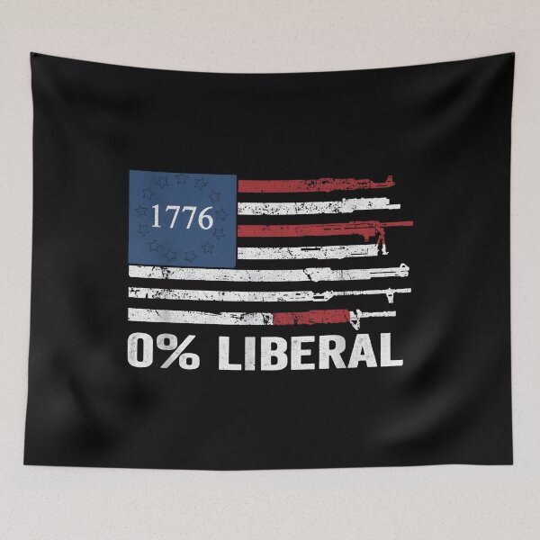 Item preview, 0% Liberal Zero Percent - Funny Pro Gun USA Guns Flag designed and sold by THREE LITTLE BEANS.