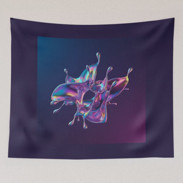 Item preview, multi-color holographic liquid chrome splash, flowing metallic texture, neon reflections, glossy abstract shape, futuristic trend design  designed and sold by AwesomeArtist26.