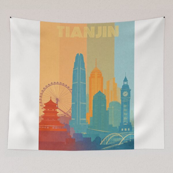 Item preview, Tianjin Cityscape with Skyscrapers, Drum Tower and Ferris Wheel designed and sold by Places On Earth.
