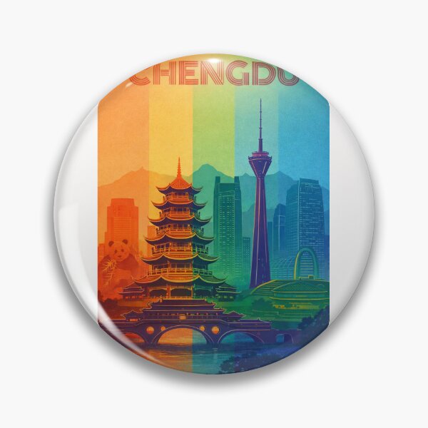 Item preview, Chengdu Cityscape with Sichuan TV Tower, Pagodas and Mountain Backdrop designed and sold by Places On Earth.