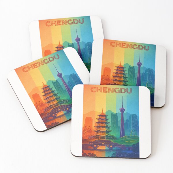 Item preview, Chengdu Cityscape with Sichuan TV Tower, Pagodas and Mountain Backdrop designed and sold by Places On Earth.
