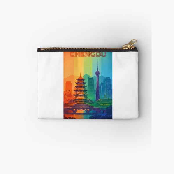 Item preview, Chengdu Cityscape with Sichuan TV Tower, Pagodas and Mountain Backdrop designed and sold by Places On Earth.