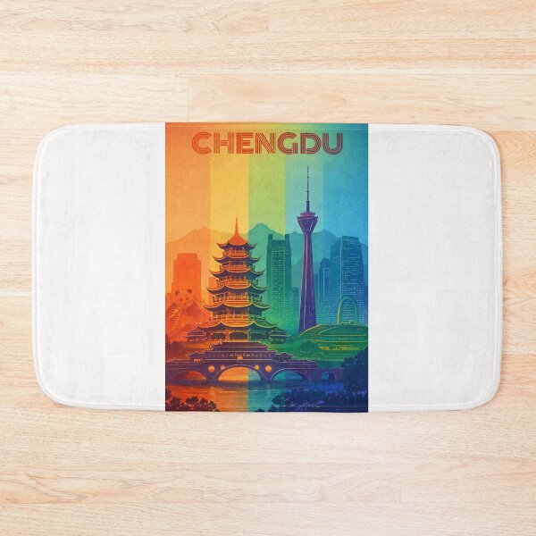 Item preview, Chengdu Cityscape with Sichuan TV Tower, Pagodas and Mountain Backdrop designed and sold by Places On Earth.