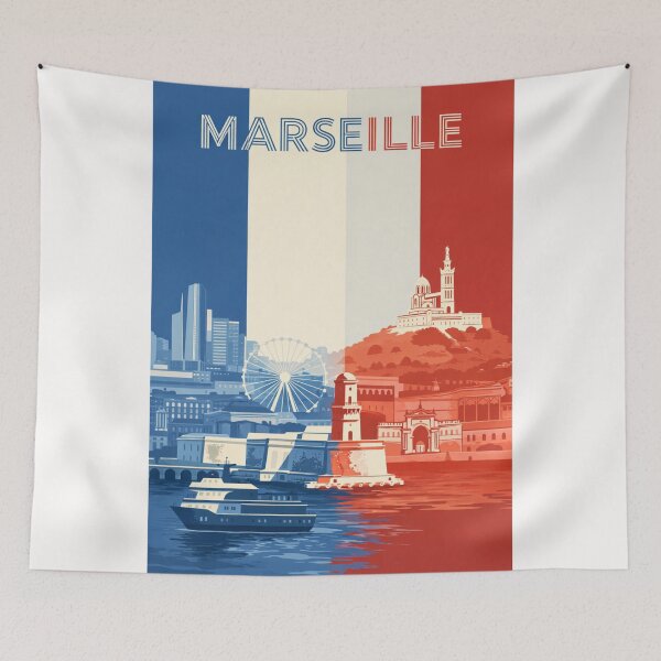 Item preview, Marseille Waterfront with Notre-Dame de la Garde, Ferris Wheel and Historic Forts designed and sold by Places On Earth.
