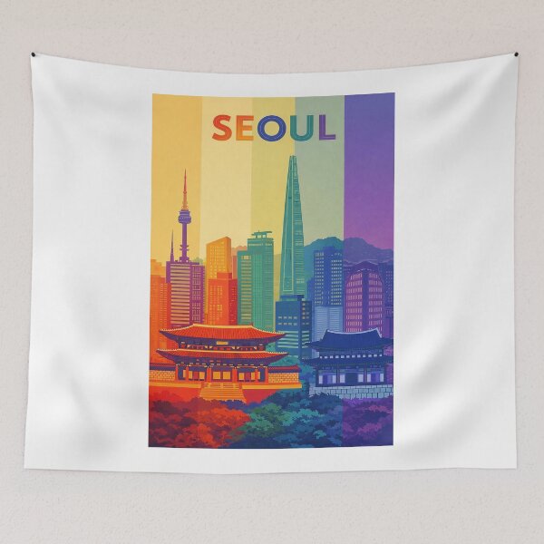 Item preview, Seoul Skyline with Namsan Tower, Lotte World Tower and Gyeongbokgung Palace designed and sold by Aryabek.