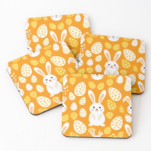 Item preview, Minimalist White Bunny and Golden Easter Egg Pattern designed and sold by Jirada.