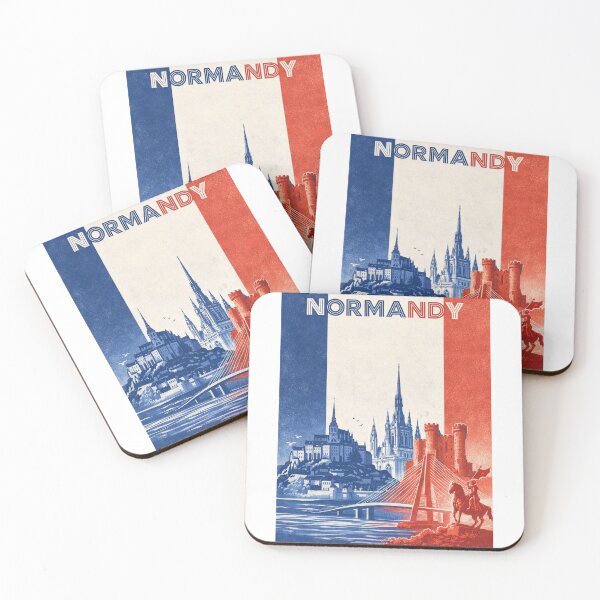 Item preview, Normandy Icons with Mont-Saint-Michel, Caen Castle and Bayeux Cathedral designed and sold by Aryabek.