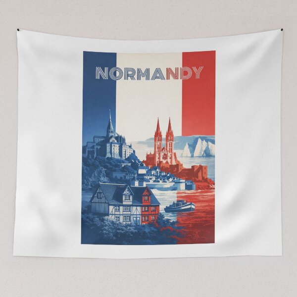 Item preview, Normandy Coastal View with Mont-Saint-Michel, Gothic Cathedral and Cliffs of Étretat designed and sold by Aryabek.