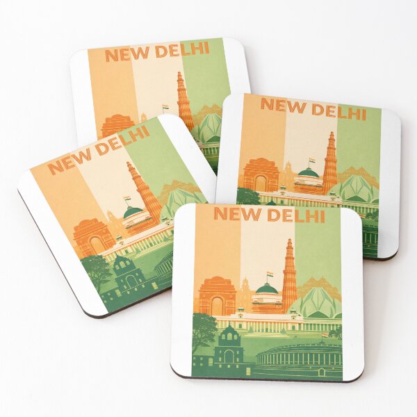 Item preview, New Delhi Landmarks Featuring India Gate, Qutub Minar, Lotus Temple and Parliament House designed and sold by Aryabek.