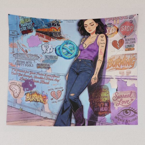 Item preview, Surreal Love & Beautiful Collision – Indie Aesthetic Street Art designed and sold by Hen-C-Art.