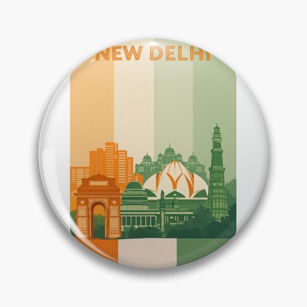 Item preview, New Delhi Skyline Featuring Lotus Temple, Qutub Minar and Rashtrapati Bhavan designed and sold by Aryabek.