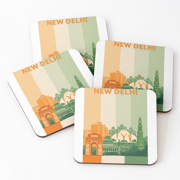 Item preview, New Delhi Skyline Featuring Lotus Temple, Qutub Minar and Rashtrapati Bhavan designed and sold by Aryabek.