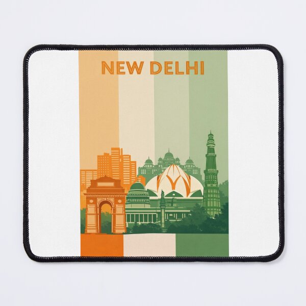 Item preview, New Delhi Skyline Featuring Lotus Temple, Qutub Minar and Rashtrapati Bhavan designed and sold by Aryabek.