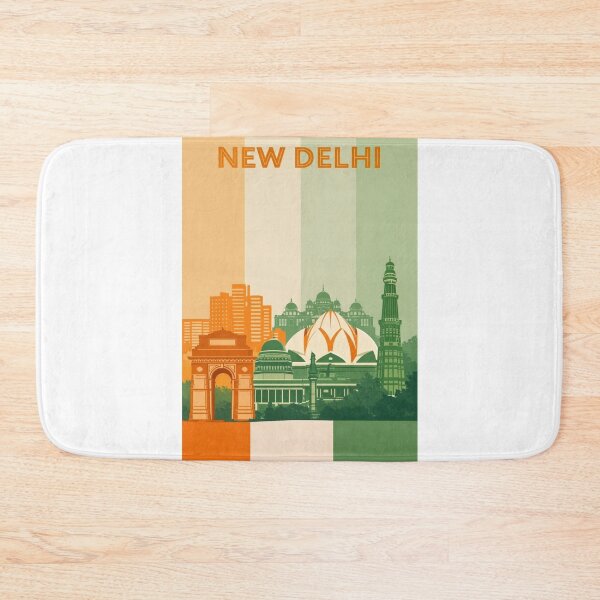 Item preview, New Delhi Skyline Featuring Lotus Temple, Qutub Minar and Rashtrapati Bhavan designed and sold by Aryabek.
