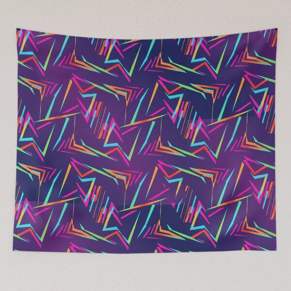 Item preview, multi-color neon geometric wave pattern, sharp angles blended with soft curves, retro-future style designed and sold by AwesomeArtist26.