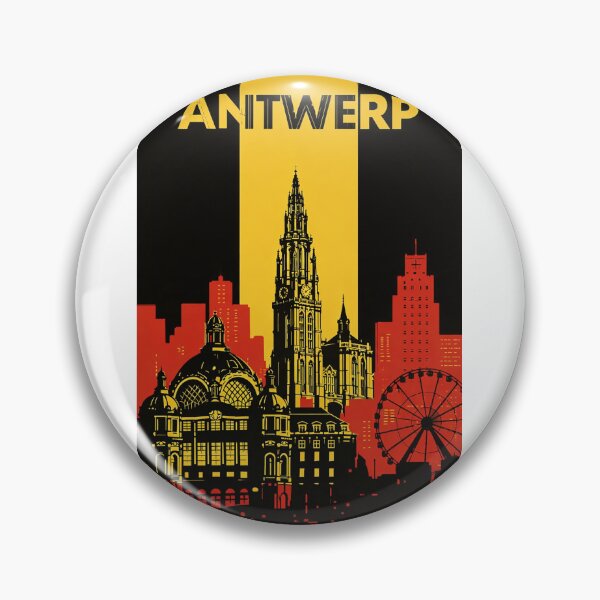 Item preview, Antwerp Skyline with Cathedral of Our Lady, Central Station and Ferris Wheel designed and sold by Aryabek.