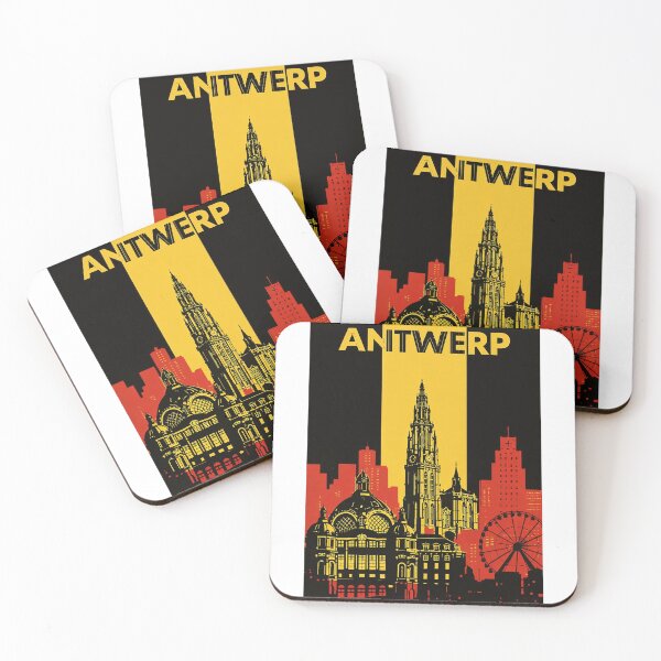 Item preview, Antwerp Skyline with Cathedral of Our Lady, Central Station and Ferris Wheel designed and sold by Aryabek.