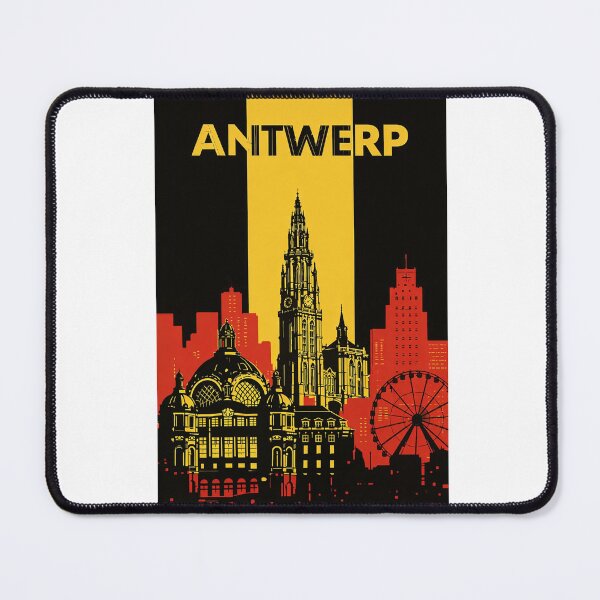Item preview, Antwerp Skyline with Cathedral of Our Lady, Central Station and Ferris Wheel designed and sold by Aryabek.
