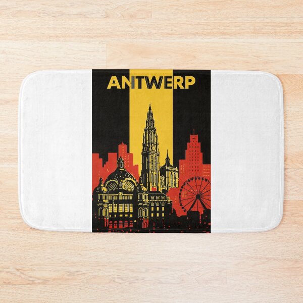 Item preview, Antwerp Skyline with Cathedral of Our Lady, Central Station and Ferris Wheel designed and sold by Aryabek.