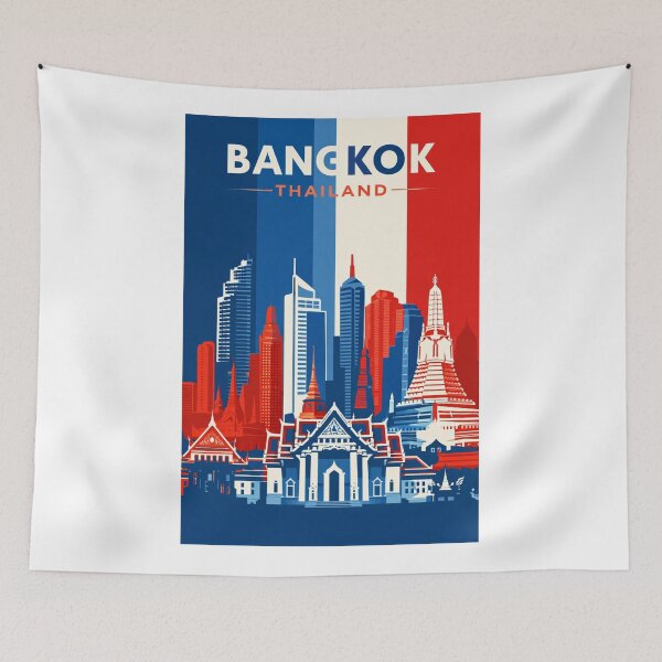 Item preview, Bangkok Skyline with Wat Arun, Grand Palace and Modern Skyscrapers designed and sold by Aryabek.