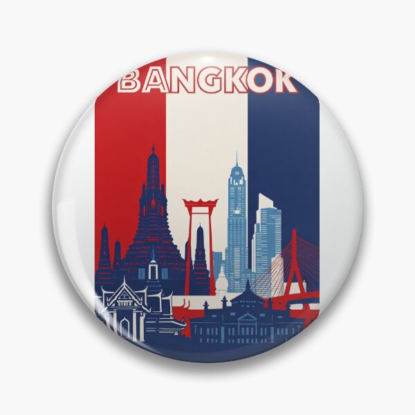 Item preview, Bangkok Cityscape with Wat Arun, Giant Swing and Rama VIII Bridge designed and sold by Aryabek.