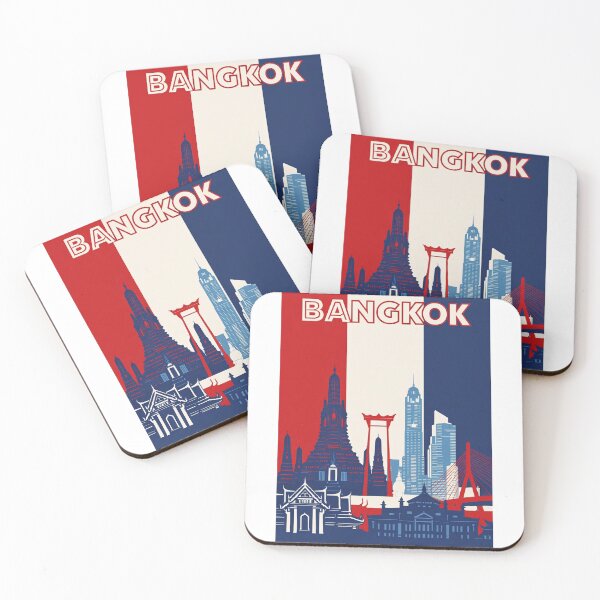 Item preview, Bangkok Cityscape with Wat Arun, Giant Swing and Rama VIII Bridge designed and sold by Aryabek.