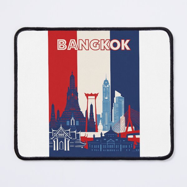 Item preview, Bangkok Cityscape with Wat Arun, Giant Swing and Rama VIII Bridge designed and sold by Aryabek.
