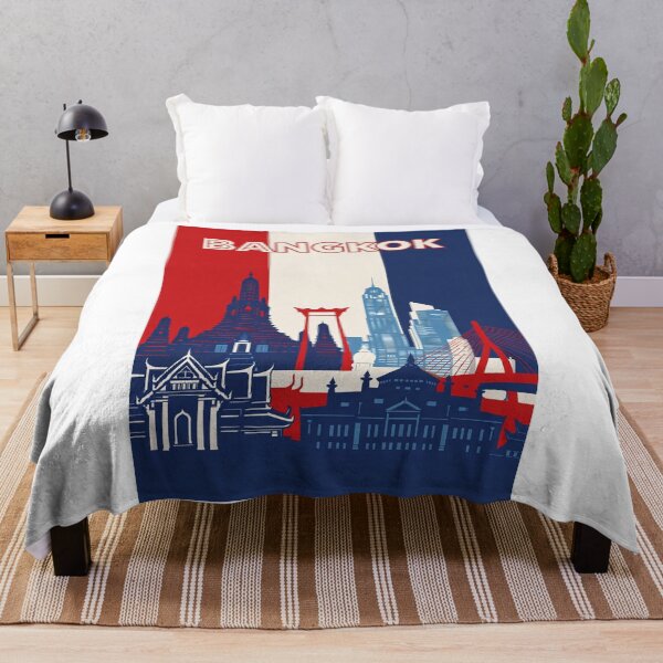 Item preview, Bangkok Cityscape with Wat Arun, Giant Swing and Rama VIII Bridge designed and sold by Aryabek.