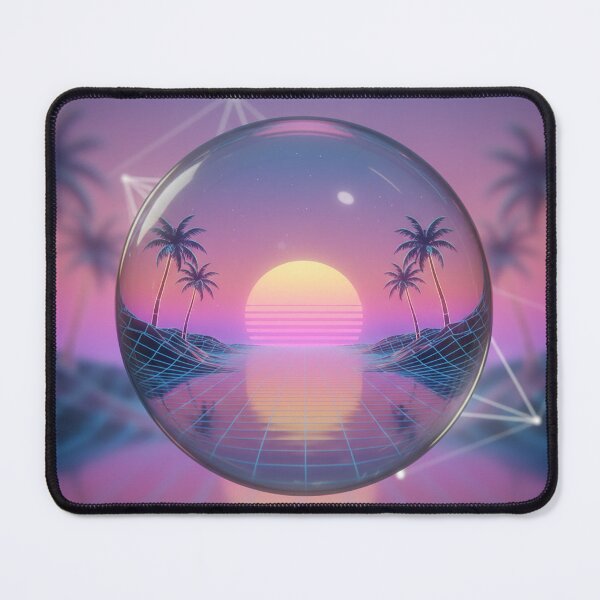 Item preview, multi-color vaporwave gradient sunset inside a glowing sphere, pastel + neon blend, dreamy aesthetic designed and sold by AwesomeArtist26.