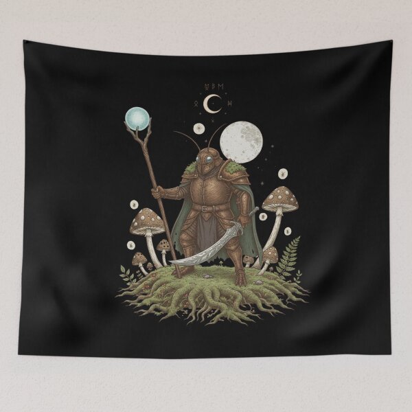 Item preview, Vintage Beetle Knight Wizard Art | Mystical Insect Warrior & Moon Magic designed and sold by SlomianyPisarz.