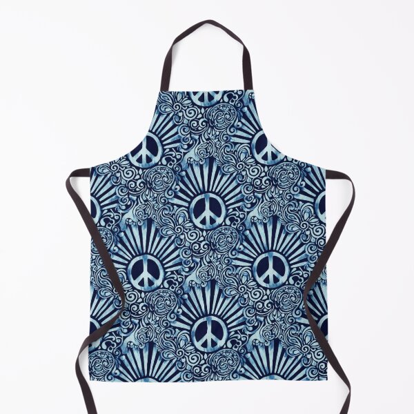 Item preview, Classic indigo peace sign & sunbeams – Mid Century style designed and sold by casaloomaria.