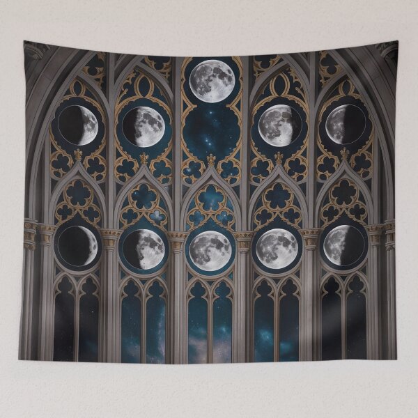 Item preview, Gothic Moon Phases Cathedral Pattern | Celestial Stained Glass Night | Dark Fantasy Seamless Design designed and sold by Tamas Das.