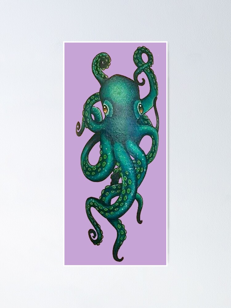 The Big Blue Octopus Poster By Victorios Redbubble