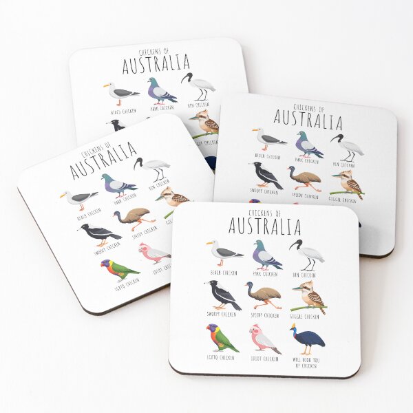 Item preview, Chickens of Australia – Funny Australian birds with silly chicken names | Aussie Humour (on light colours) designed and sold by messy-nessie.