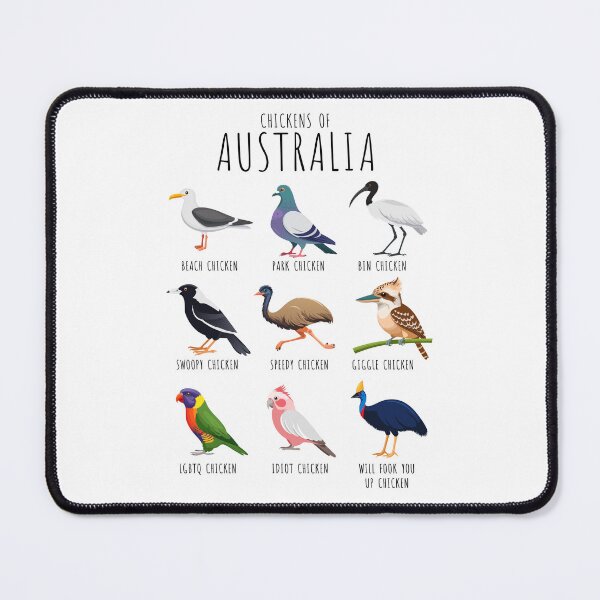 Item preview, Chickens of Australia – Funny Australian birds with silly chicken names | Aussie Humour (on light colours) designed and sold by messy-nessie.