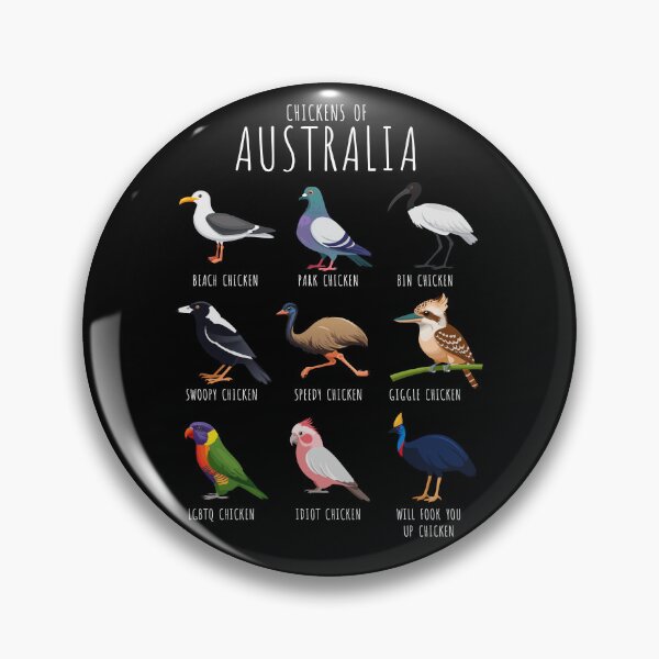 Item preview, Chickens of Australia – Funny Australian birds with silly chicken names | Aussie Humour (on dark colours) designed and sold by messy-nessie.