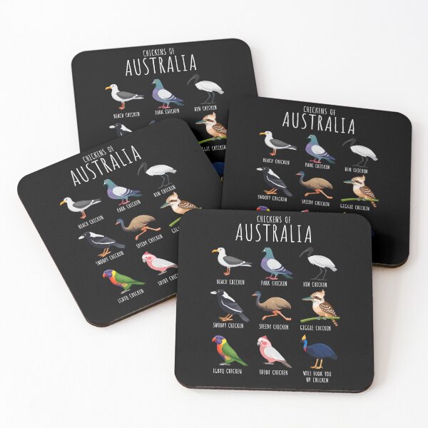 Item preview, Chickens of Australia – Funny Australian birds with silly chicken names | Aussie Humour (on dark colours) designed and sold by messy-nessie.