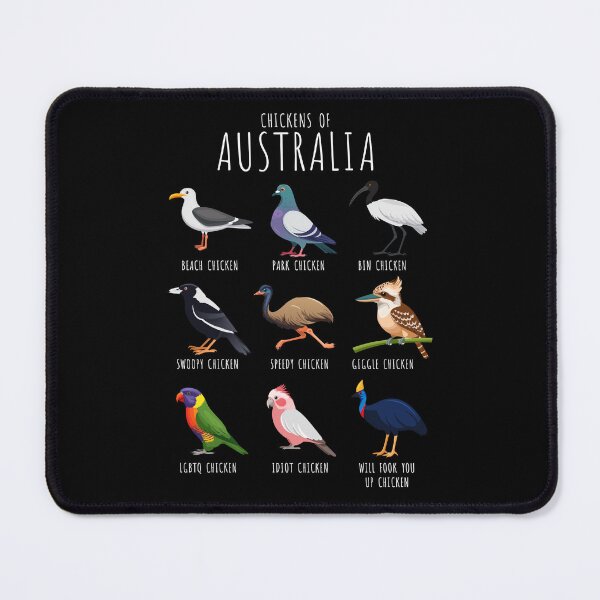 Item preview, Chickens of Australia – Funny Australian birds with silly chicken names | Aussie Humour (on dark colours) designed and sold by messy-nessie.