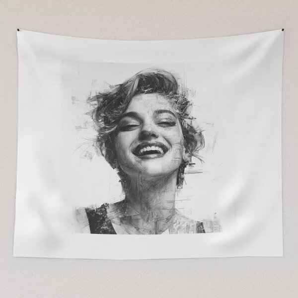 Item preview, Woman smiling abstract art drawing sketch designed and sold by AwesomeArtist26.