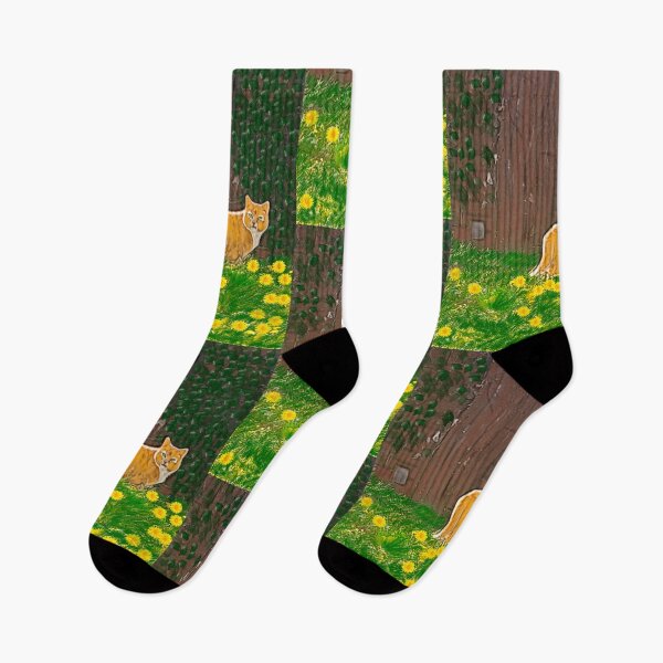 Item preview, Cottagecore Ginger Cat in Dandelion Garden | Nature Aesthetic Art designed and sold by Artonmytee.