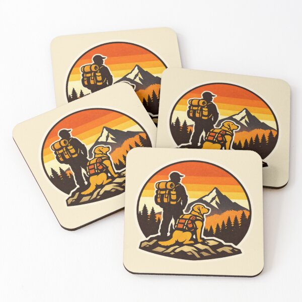 Item preview, Dog Dad & Hiking Labrador Lookout – Retro Mountain Adventure Badge designed and sold by PawPrintCustom.